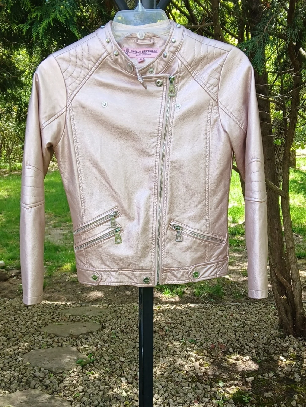 URBAN REPUBLIC  Girls Faux Leather Moto Jacket BLUSH. Sz 14